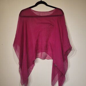 Blue Sky silk deep magenta poncho